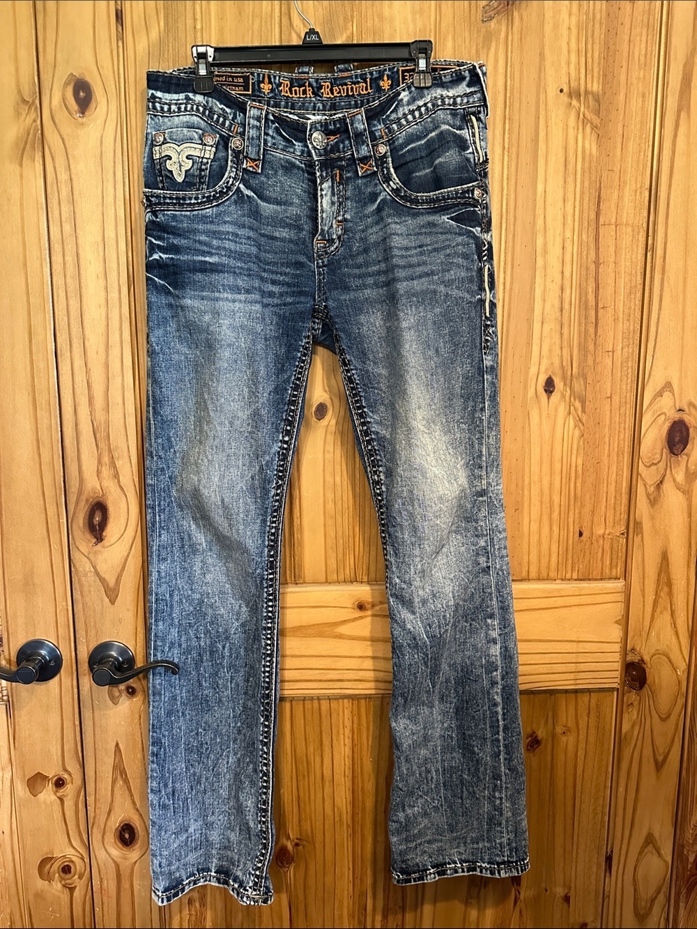 Rock Revival Men's Bootcut Jeans - Faded Blue Denim